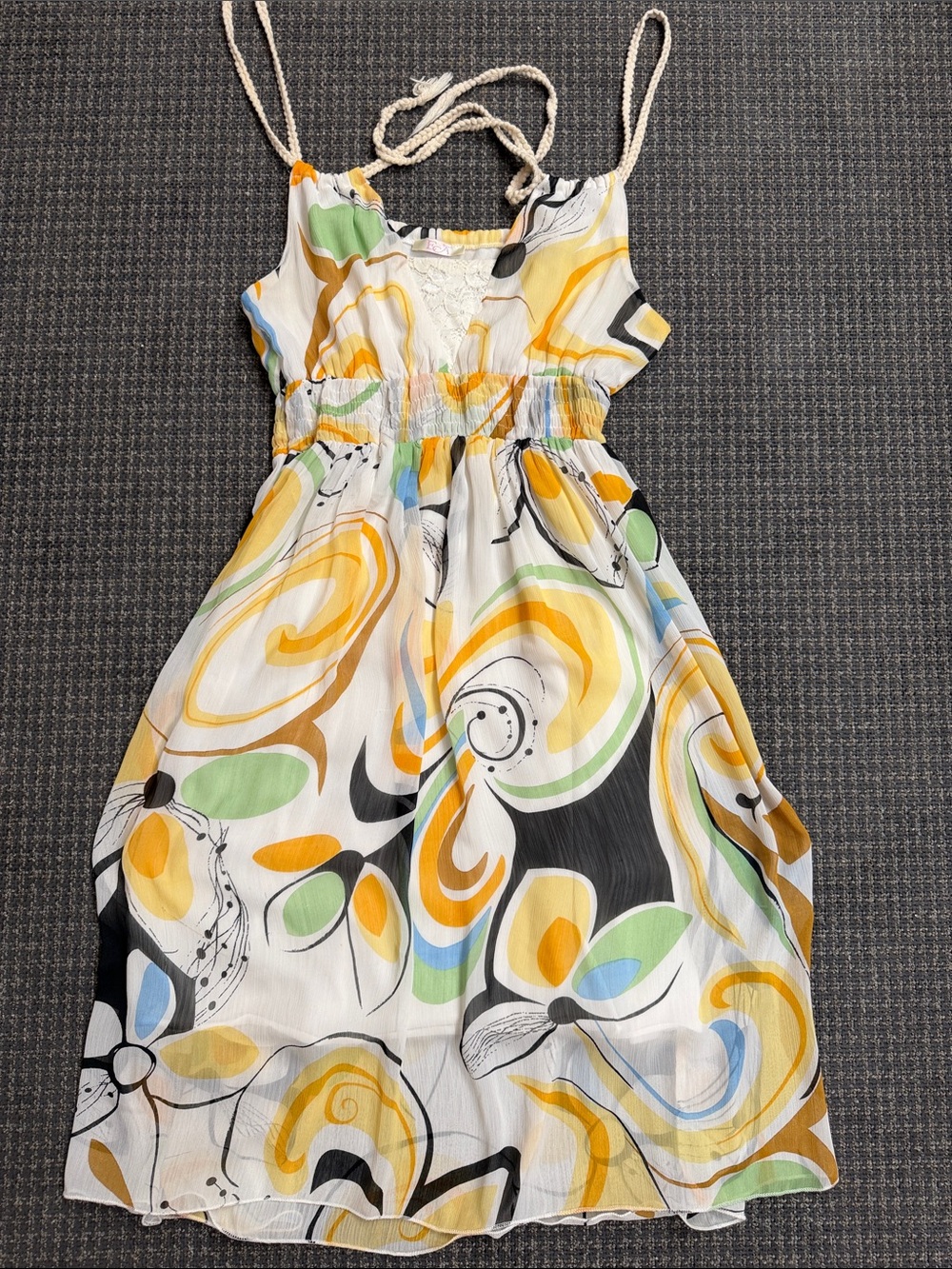 Boutique White Multi-Color Swirl Print Mini Dress